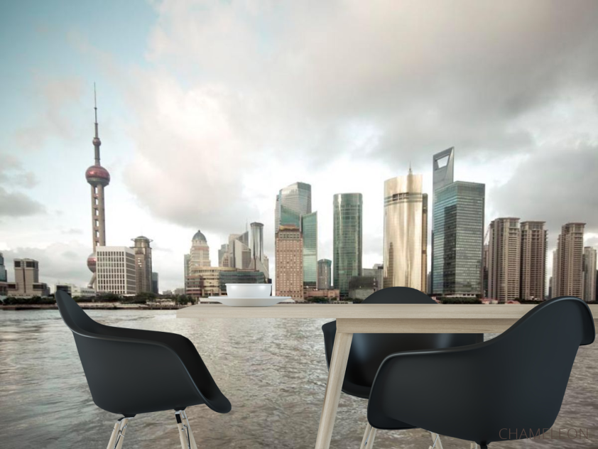 Фотошпалери Море, будинки, хмари - 1