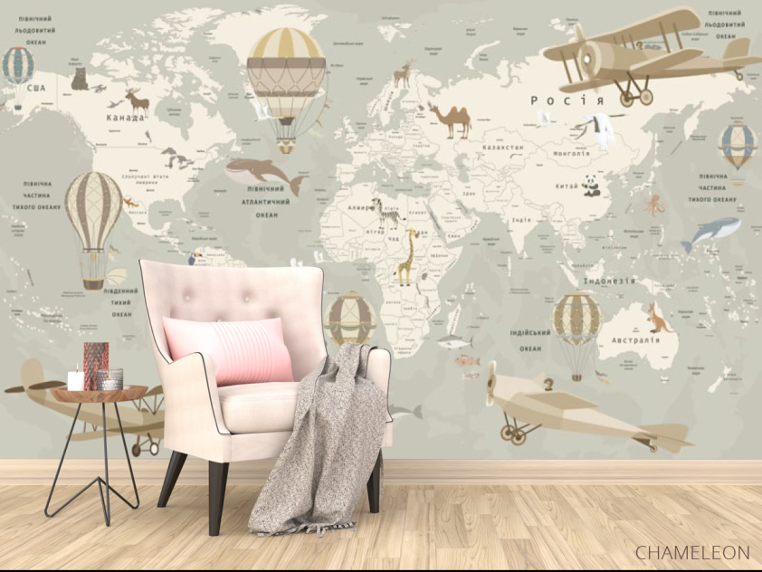 Фотообои Бежевая карта на украинском - 4