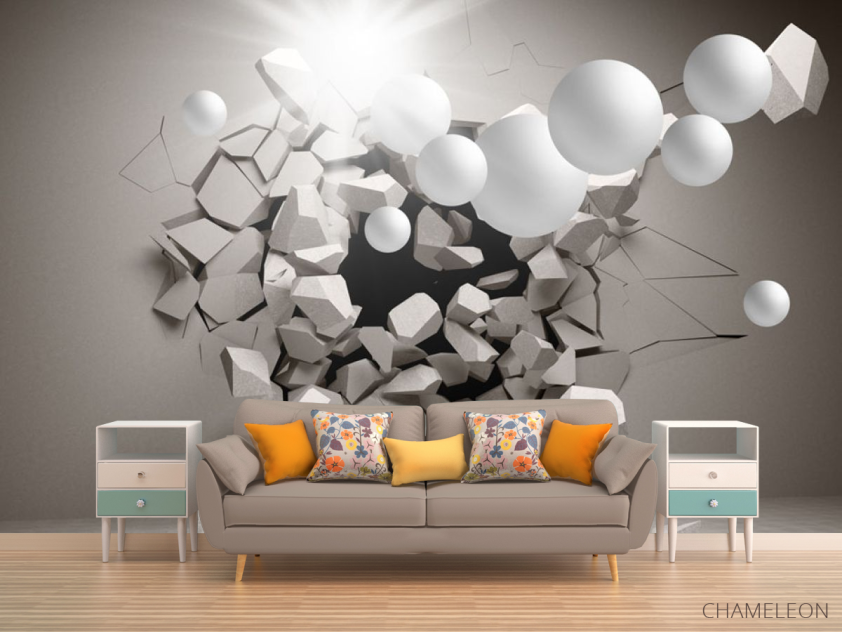 Фотообои 3д стена с шарами - 1