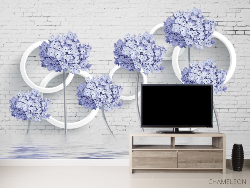 Фотообои 3д цветы голубые - 2