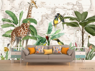 Фотообои Карта с жирафом - 1