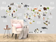 Фотообои Серая карта с животными на английском - 4
