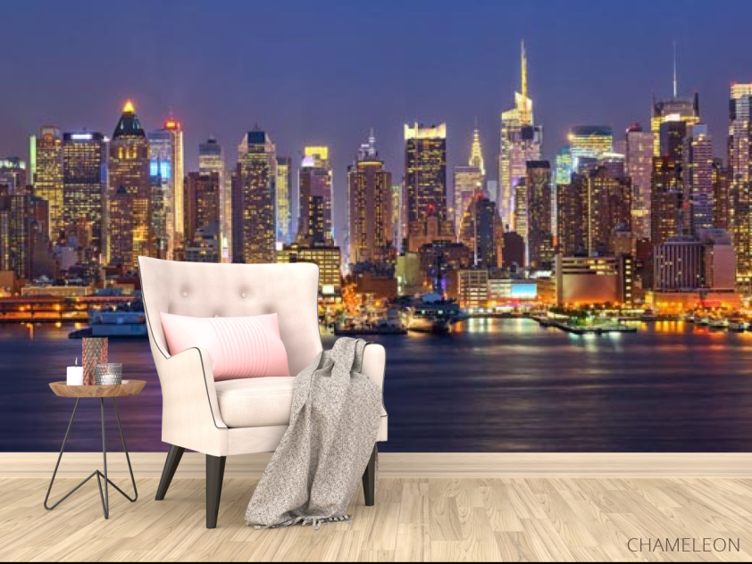 Фотообои фиолетовый вечерний город - 4