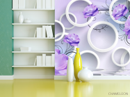 Фотошпалери Фіолетові квіти і 3д кола - 3