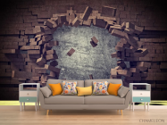 Фотообои Разбитая коричневая кирпичная стена - 1