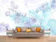 Фотообои Голубые векторные цветы - 1