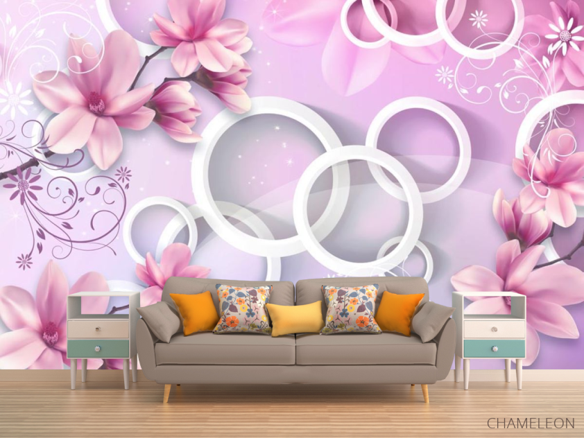 Фотообои Цветы и круги 3d - 1