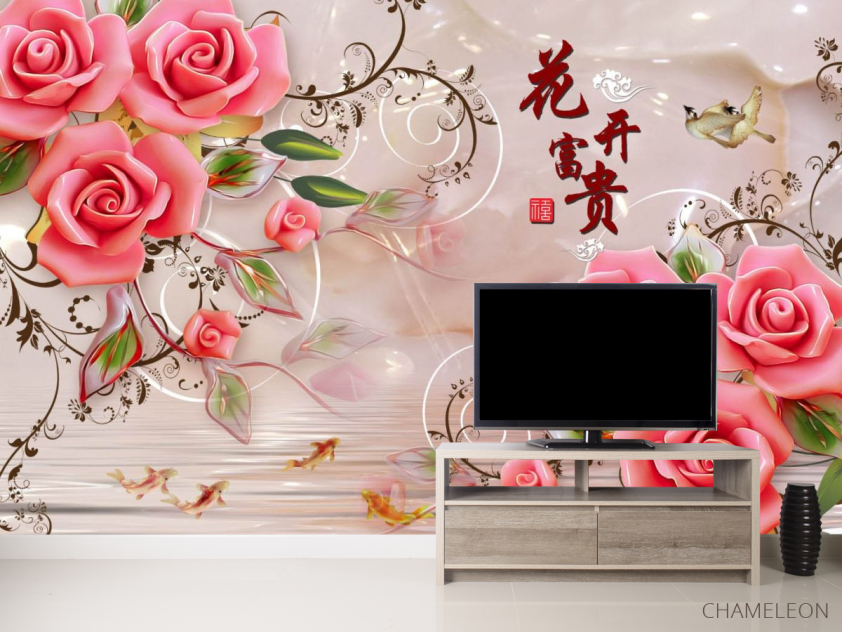 Фотообои 3д розы и шары - 2