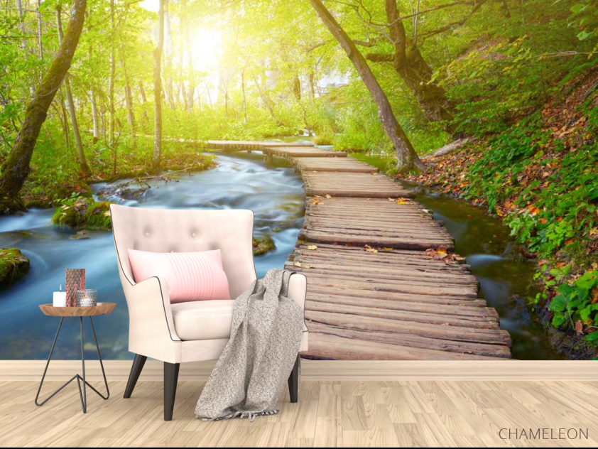 Фотообои деревянная дорожка в лесу - 4