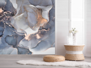 Фотошпалери Сірий флюїд з золотом - 2