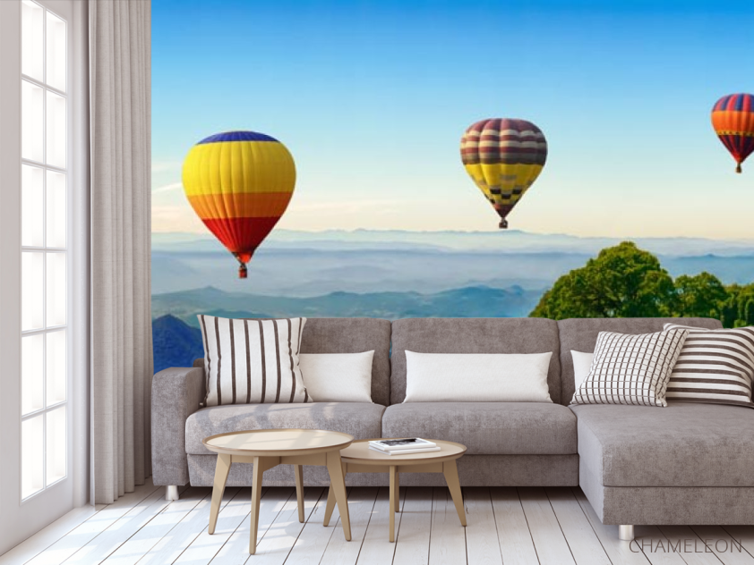 Фотообои шесть воздушных шаров в горах - 3