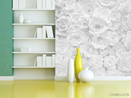 Фотошпалери Біла стіна з паперових квітів - 3