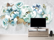 Фотообои Голубые 3д цветы - 2