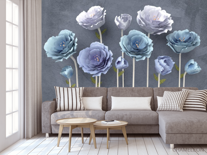 Фотообои Синие красивые цветы - 3