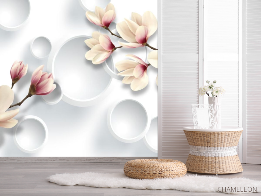 Фотошпалери Магнолія і 3д кола - 2