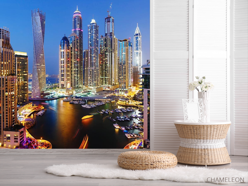 Фотошпалери незвичайні будівлі вечірнє місто - 2