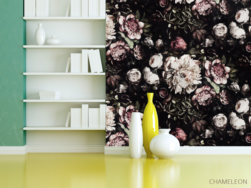 Фотошпалери Класичні квіти на чорному тлі - 3