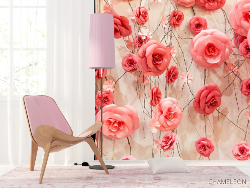 Фотошпалери 3d стіна з троянд - 4