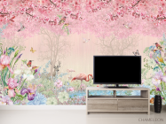 Фотообои Розовые фламинго в райском саду - 2