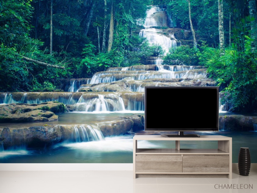 Фотообои ступенчатый водопад в лесу - 2