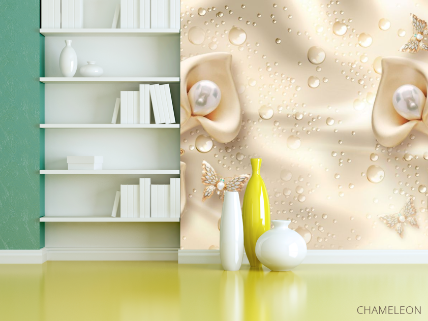 Фотошпалери Золоті 3д квіти - 3