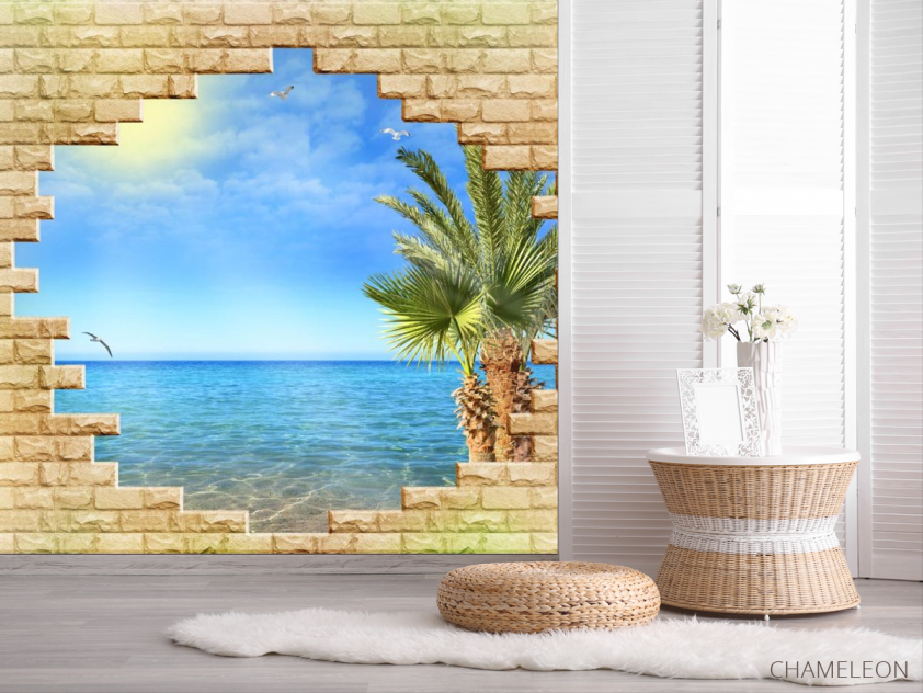 Фотошпалери Море за цегляною стіною - 2