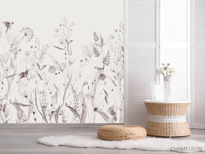 Фотошпалери мінімалістичні квіти рожевий відтінок - 2