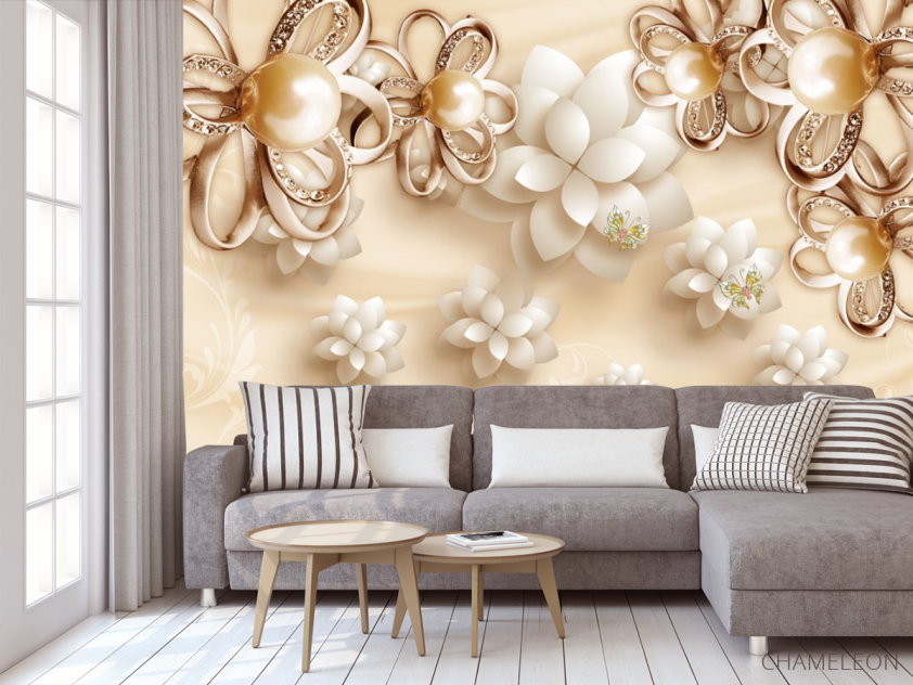 Фотообои Золотые брошки 3д - 3