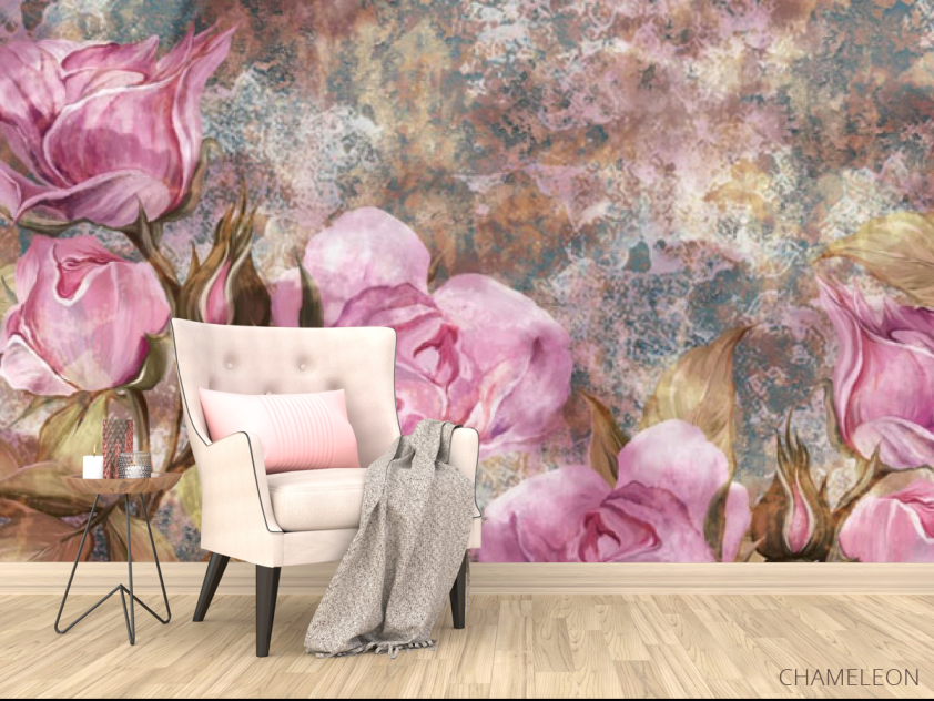 Фотообои Розовые розы рисованные - 4