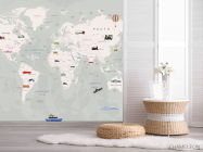 Фотообои Карта мира и машинки - 2