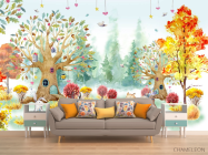 Фотообои Акварельный лес для детской - 1