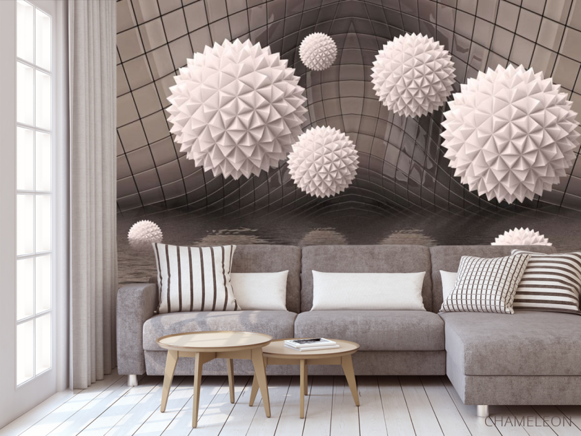 Фотообои Шары 3д на коричневом фоне - 3