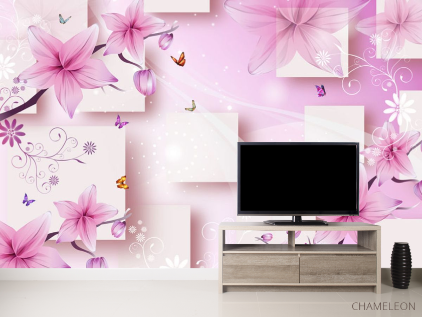 Фотообои 3д розовые цветы - 2