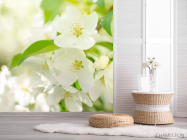 Фотошпалери білі квіточки на деревах - 2