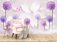 Фотообои Фиолетовые 3д одуванчики - 4