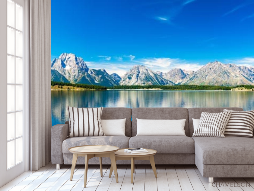 Фотообои синее озеро возле гор - 3