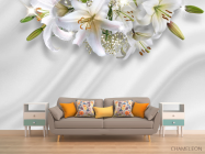 Фотообои Лилии на фоне атласа - 1