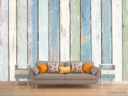 Фотообои вертикальные деревянные голубые - 1