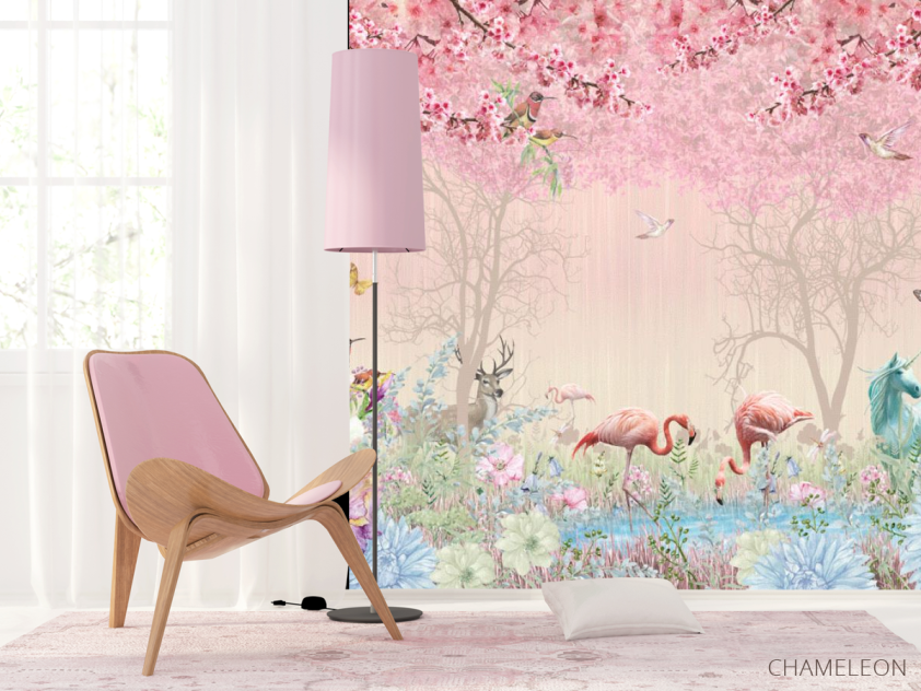 Фотошпалери Рожеві фламінго в райському саду - 4