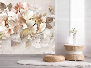 Фотошпалери золоті 3Д квіти - 2