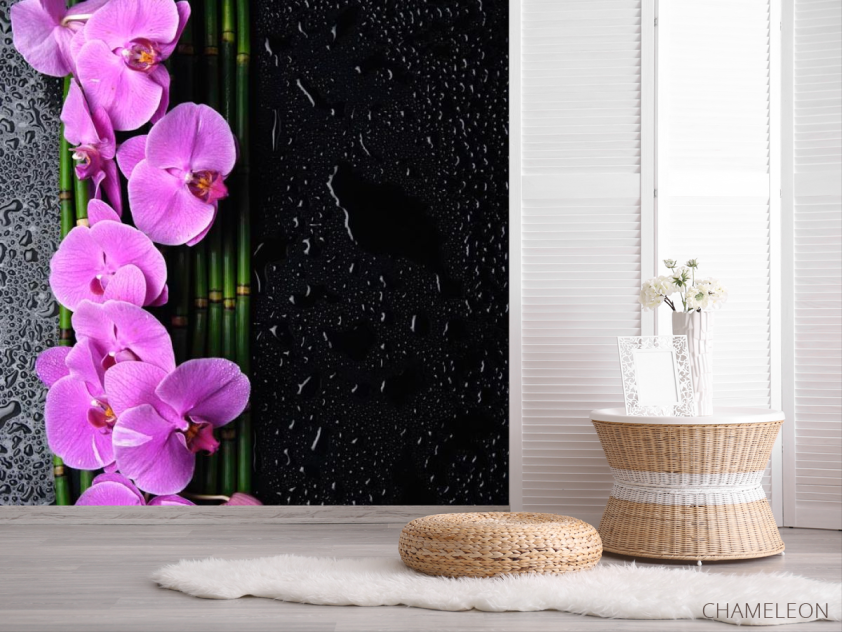 Фотошпалери Орхідеї рожеві, бамбук - 2