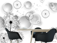 Фотошпалери Векторні 3д кульбаби - 1