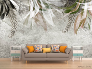 Фотообои Листья на бетоне - 1