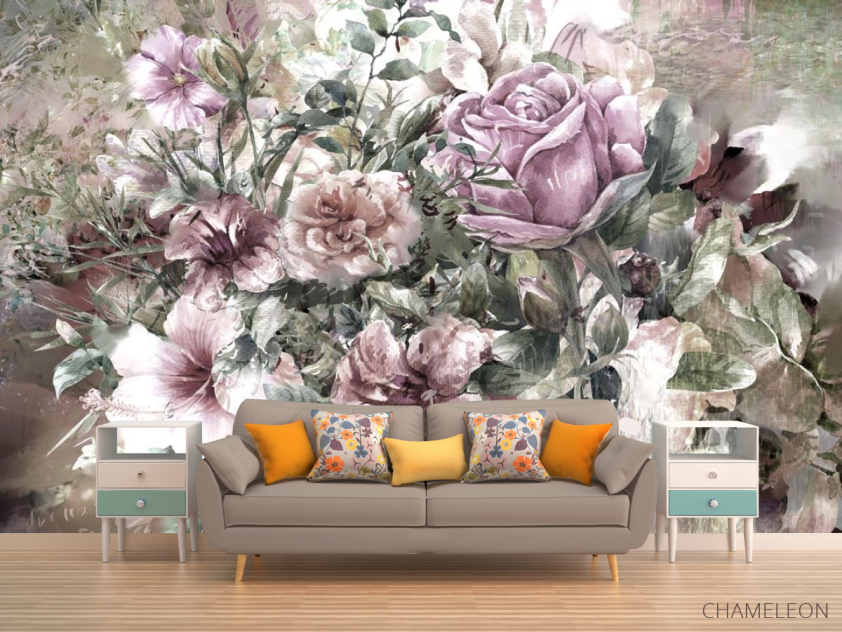 Фотообои цветы картина сиреневая - 1