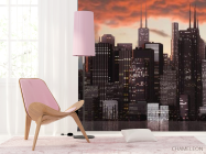 Фотошпалери захід сонця над мегаполісом - 4