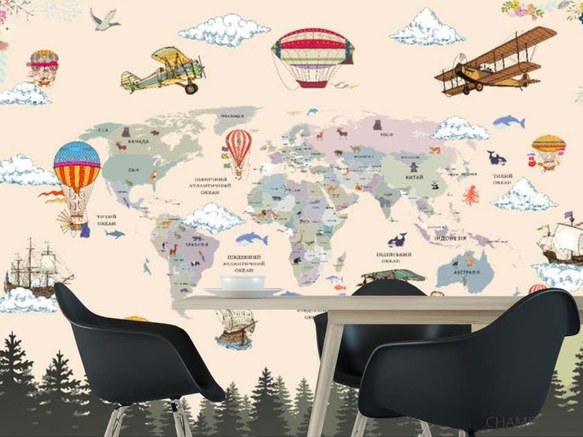 Фотошпалери Дитяча карта з лісом - 1