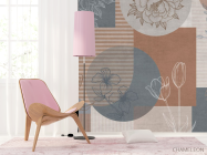 Фотошпалери Векторні квіти на тлі геомтерії. - 4