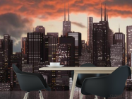 Фотошпалери захід сонця над мегаполісом - 1