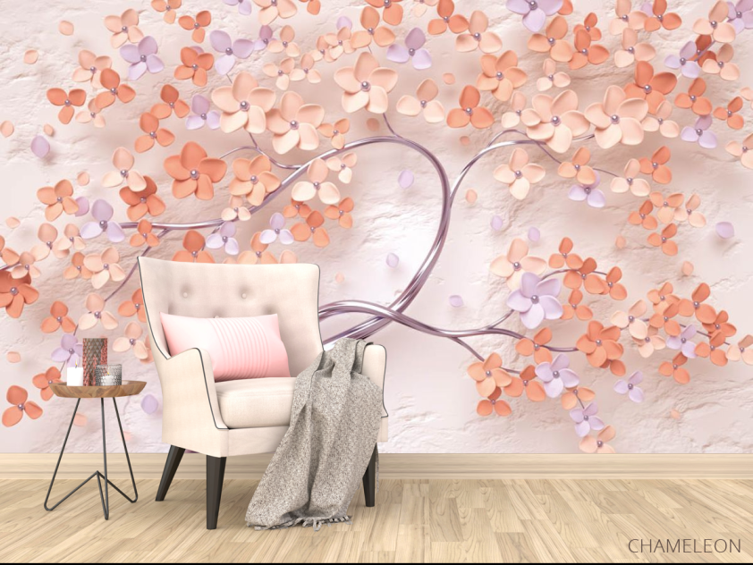 Фотообои 3д дерево персикового цвета - 4