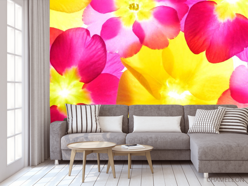 Фотообои Розово-желтые цветы - 3